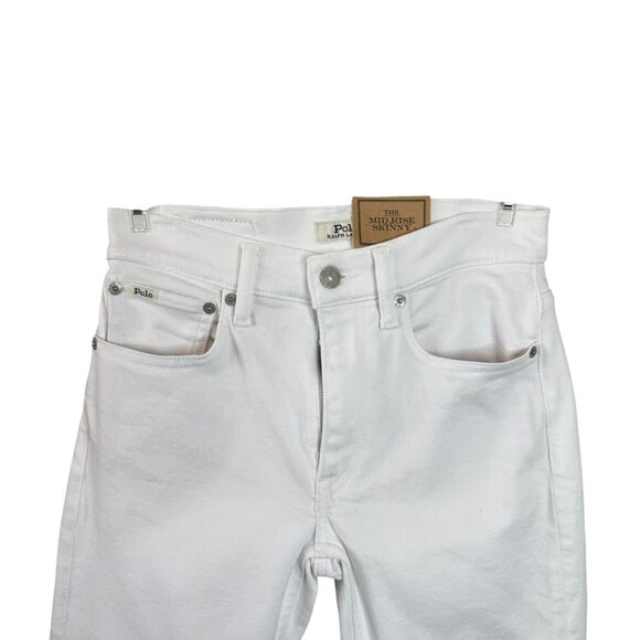 Polo Ralph Lauren White Mid Rise Skinny Jeans Size 26 | NWT | Low Stretch - Picture 4 of 5